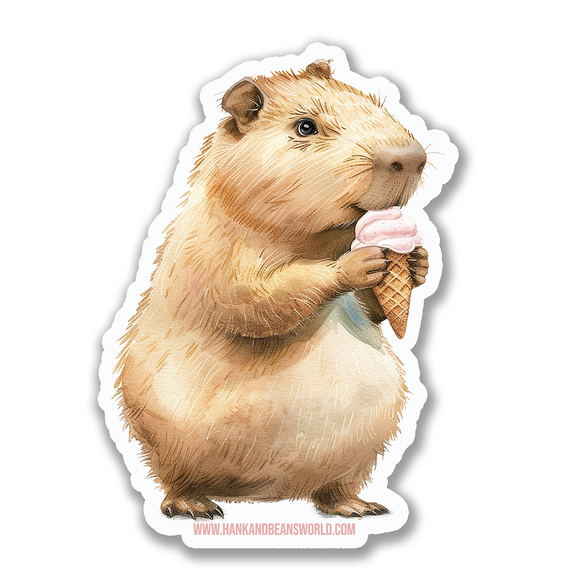 Ice Cream Capybara Vinyl Sticker