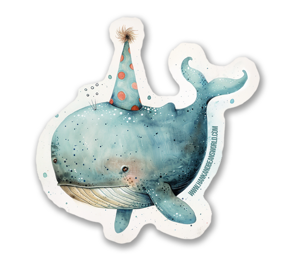 Birthday Whale Vinyl Sticker