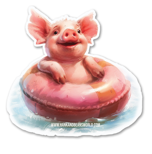 Floating Piggy Vinyl Sticker