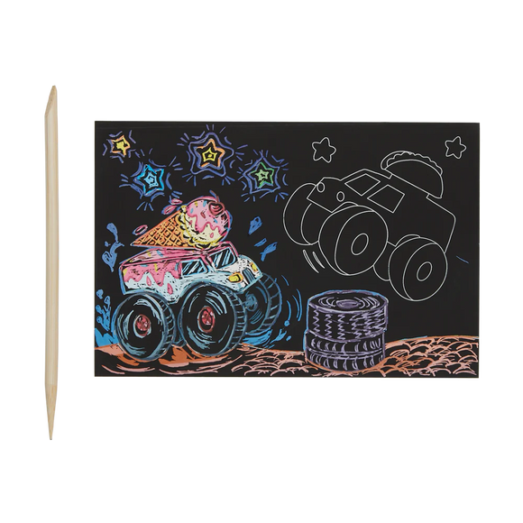 Monster Truck Mini Scratch and Scribble Art Kit