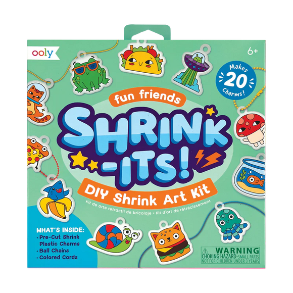 Shrink-its! DIY Shrink Art Kit - Fun Friends - Shrink-its! DIY Shrink Art Kit with colorful cute animal designs, unique handmade Canadian gift for kids age 5-7.