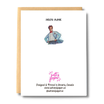 Science Rules, And So Do You, Bill Nye Card - White greeting card with a colorful illustration of Bill Nye and text "INSIDE PLANK," unique handmade Canadian gift.