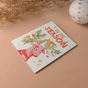 Festive Reindeer with Decorations - Illustrated Holiday Card - 0