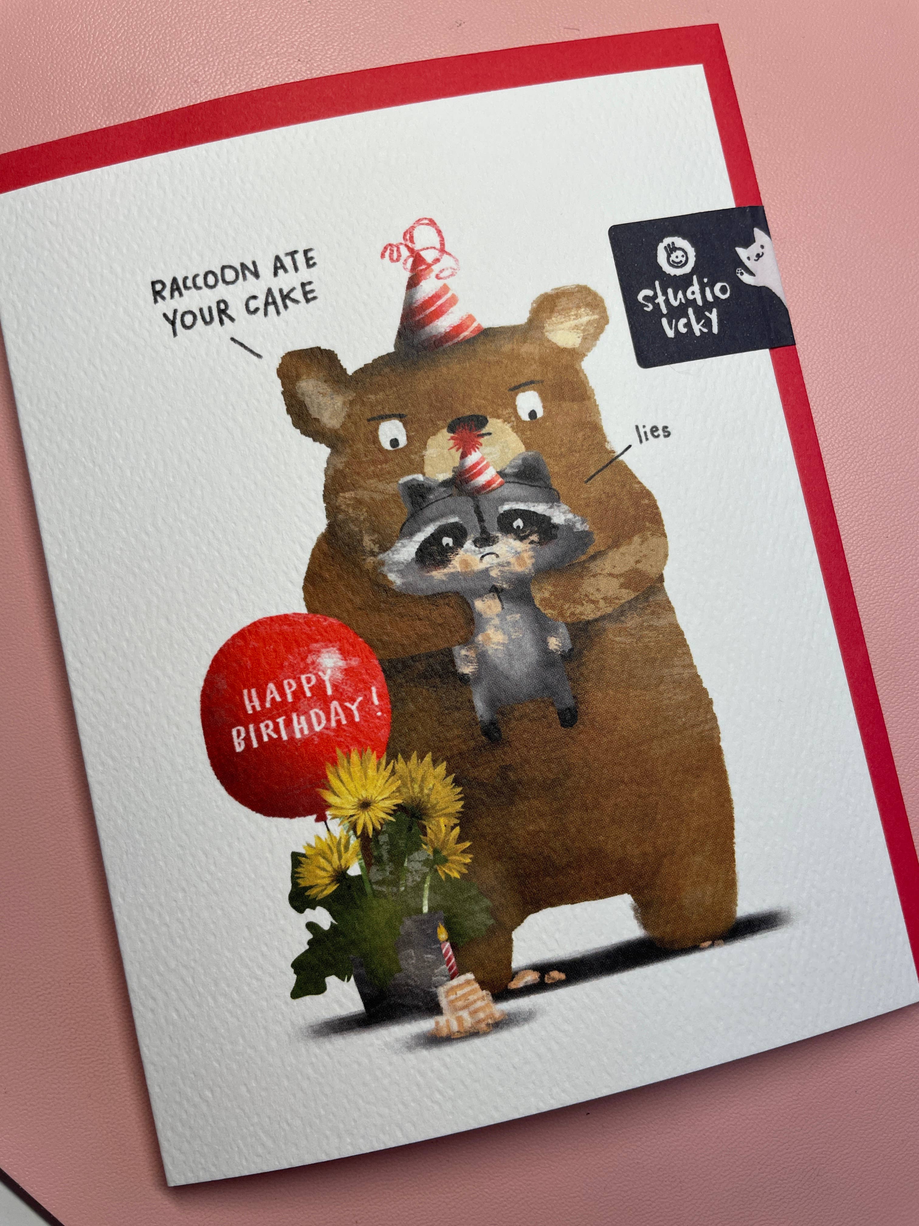 Greeting Card - Raccoon Lies