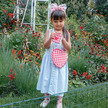 Gingham Love Heart Mini Purse - 0