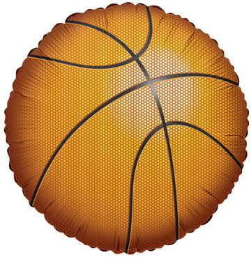 Sports Helium Balloons (various styles) - 18" handmade Canadian basketball helium balloon with textured orange surface and black lines, unique gift.