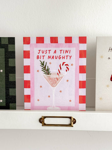 Just A Tini Bit Naughty - Holiday Martini Cocktail Christmas Card - 0