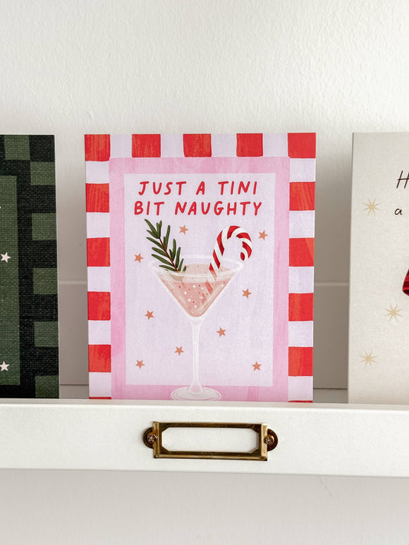 Just A Tini Bit Naughty - Holiday Martini Cocktail Christmas Card