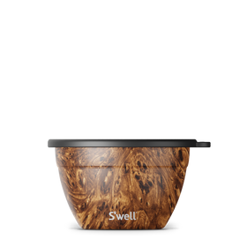 64 oz Teakwood Salad Bowl Kit - Handmade Canadian teakwood grain 64 oz salad bowl with black lid, unique gift.