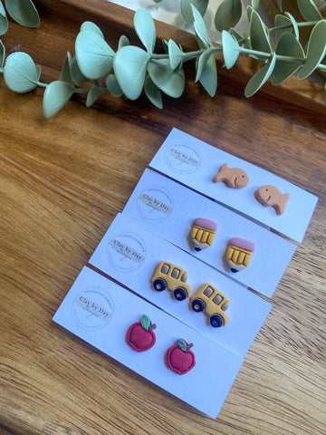 School Teacher Earrings - Polymer Clay Studs - 0