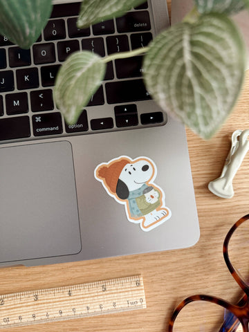 Cozy Fall Snoopy - Autumn Coffee Vinyl Sticker - 0