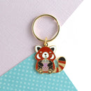 Bubble Tea Red Panda Enamel Keychain-1
