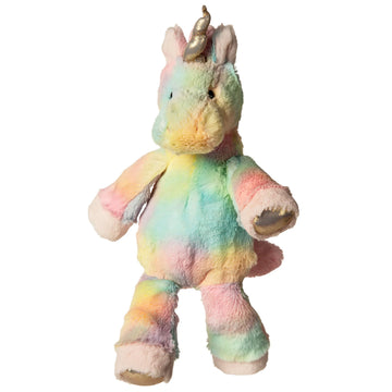 Marshmallow Zoo - 13" Fro-Yo Unicorn - Handmade pastel rainbow unicorn plush with golden horn, soft texture, unique Canadian gift.