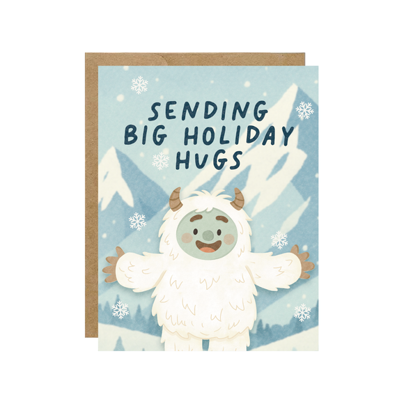 Sending Big Holiday Hugs - Abominable Snowman Christmas Card