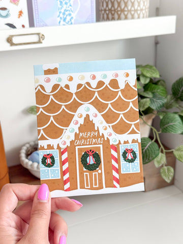 Merry Christmas Cozy Gingerbread House - Holiday Card - 0
