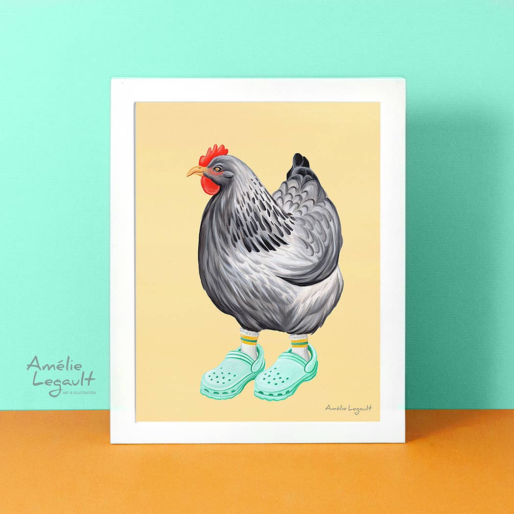 Hen Wearing Crocs Card