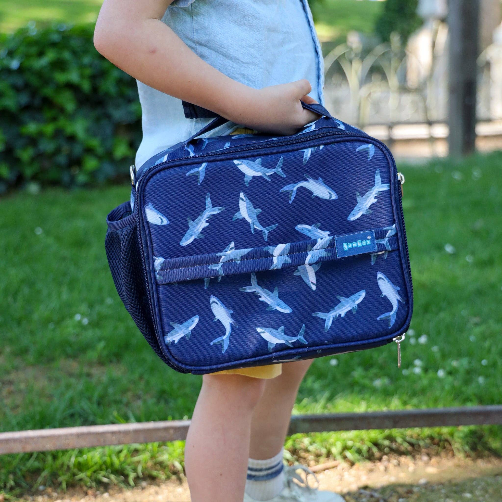 Yumbox Kids Lunch Bag – Shark Print, Insulated, 3-Way Carry - 0