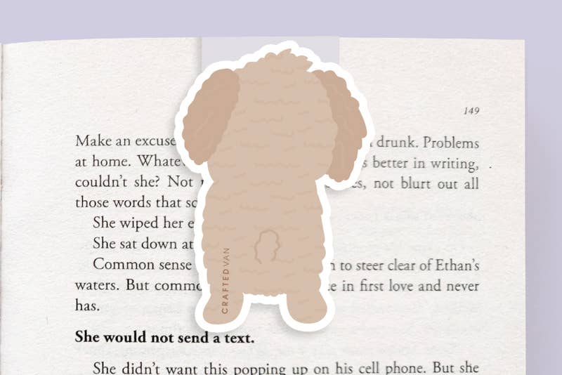 Brown Poodle Dog Jumbo Magnetic Bookmark - 0