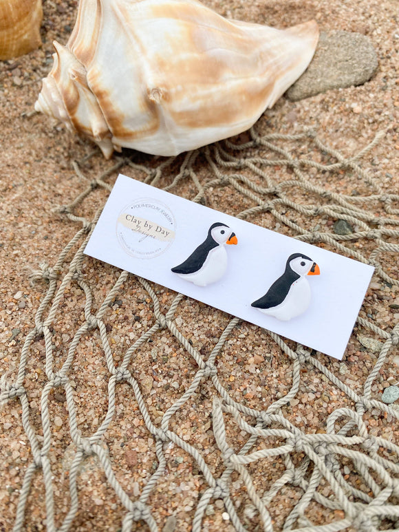 Puffin Clay Stud Earrings - newfoundland, maritimes
