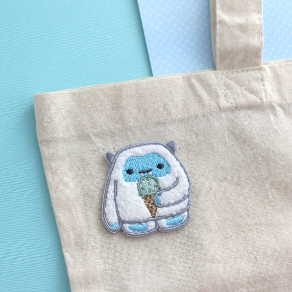 Yeti eating Ice Cream Chenille Iron On Patch