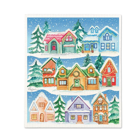 Winter Houses Christmas Dishcloth