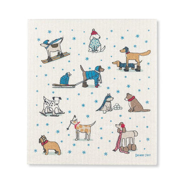 Winter Sports Dogs Dishcloth