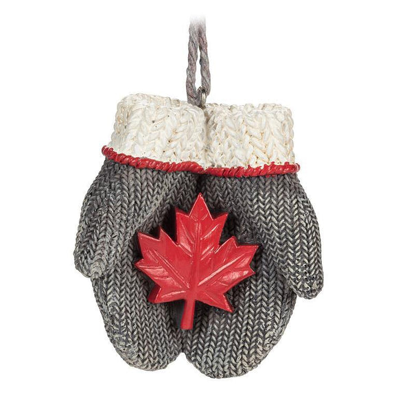 Mittens with Maple Leaf Christmas Ornament