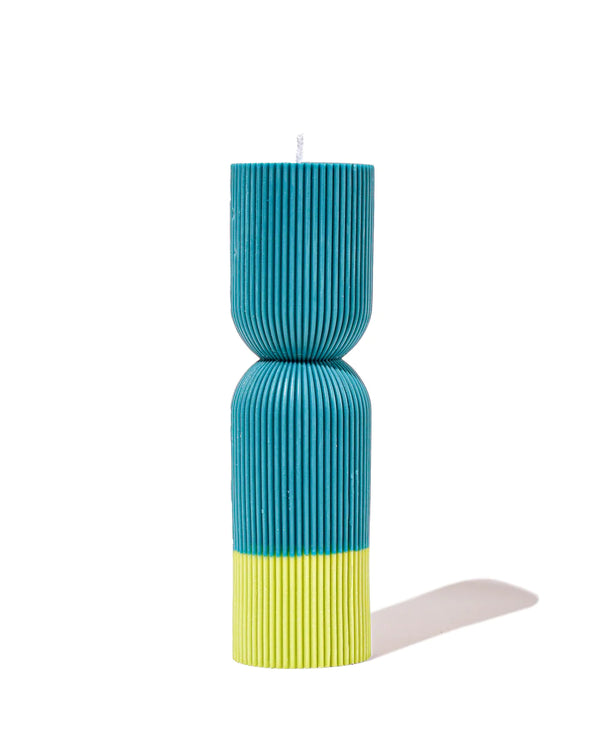 Colour Block Pillar Candle - Green/Lime
