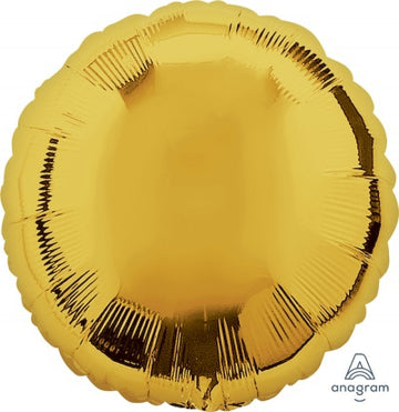 18" Mylar/Foil Circle Helium Balloons (various colours) - 18" metallic gold Mylar helium balloon with scalloped edges, unique handmade Canadian gift.