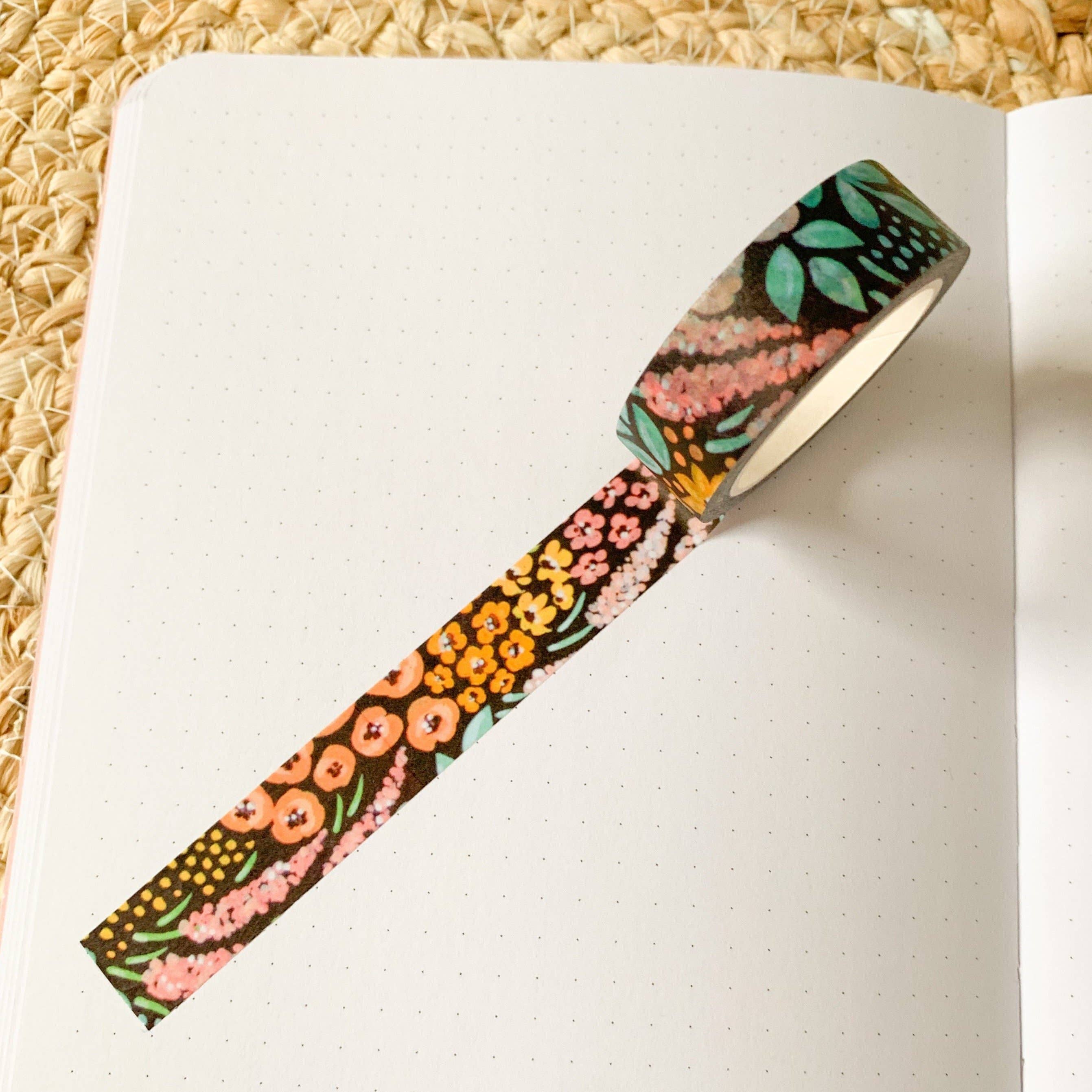 Black Floral Washi Tape