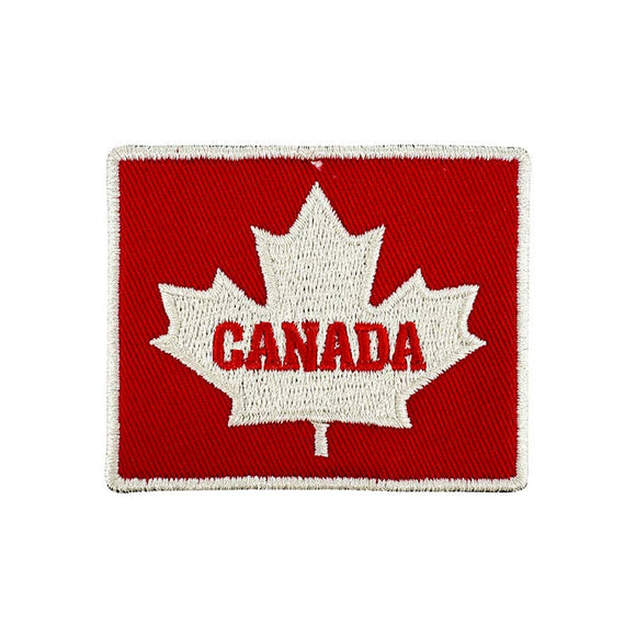 Canada iron-on embroidery patch on red background