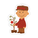 Charlie and Tree  - Vintage Christmas Peanuts Vinyl Sticker-1