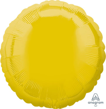 18" Mylar/Foil Circle Helium Balloons (various colours) - 18" handmade metallic yellow Mylar helium balloon, unique Canadian gift option.