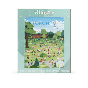 Villager Puzzles | The Six in the Sun | 500-Piece Puzzle for Adults - 500-piece Villager Puzzles jigsaw featuring a colorful, detailed park scene in Toronto with people enjoying outdoor.