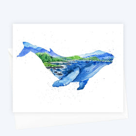 Humphrey the Humpback Whale Coastal Watercolor Art Card