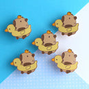 Capybara in a Duck Floatie with Yuzu Enamel Pin-4