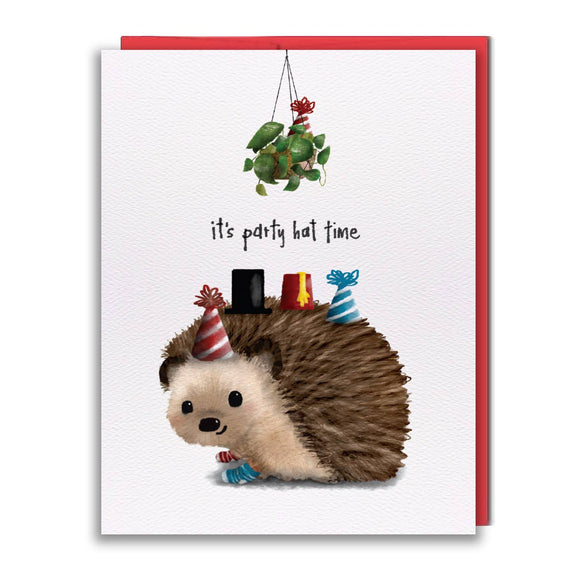 Greeting Card - Party Hat Time Hedgehog