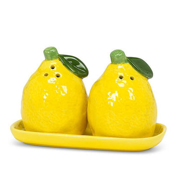 Lemon Salt & Pepper Shaker on Tray