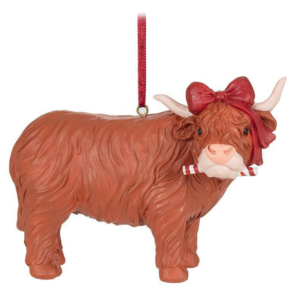 Festive Highland Cow Christmas Ornament