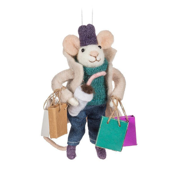 Shopping Mouse Christmas Ornament