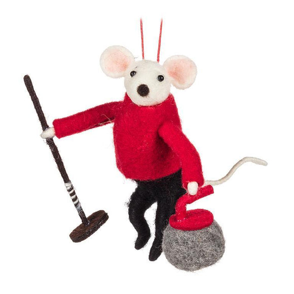 Curling Mouse Ornament