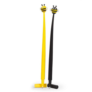 Bumble Bee Pen - Yellow and black pen with playful bumblebee topper, tall slender design, ideal kids’ gift.