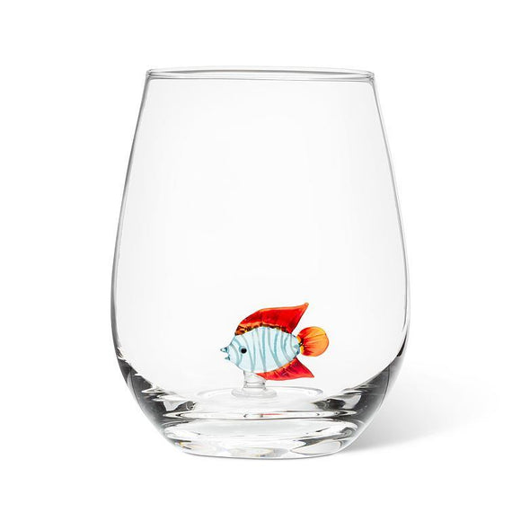 Fish Icon Stemless Wine Glass