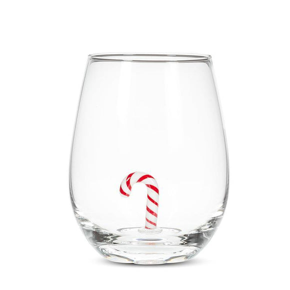 Candy Cane Icon Christmas Stemless Wine Glass