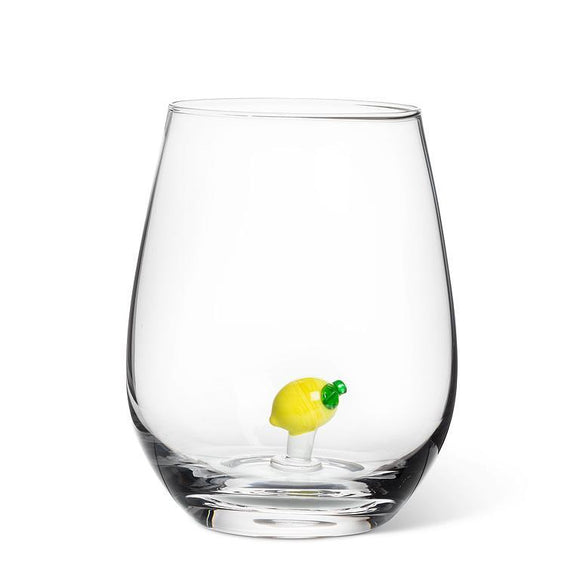 Lemon Icon Stemless Wine Glass