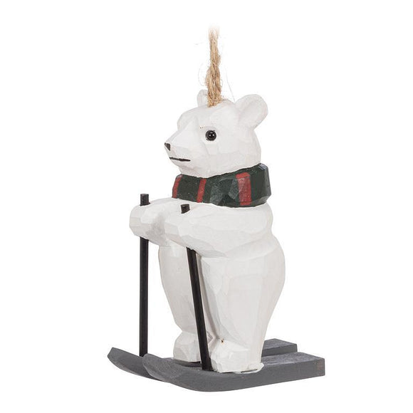 Skiing Polar Bear Christmas Ornament
