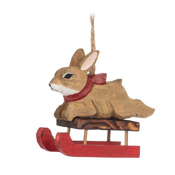 Sledding Rabbit Christmas Ornament