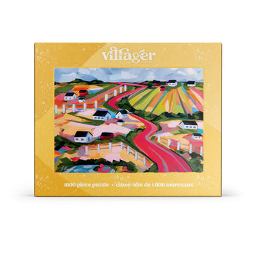 Villager Puzzles | Once Upon a Prairie | 1000-Piece Puzzle for Adults - Villager Puzzles Once Upon a Prairie 1000-piece handmade Canadian jigsaw puzzle gift with vibrant prairie landscape design.