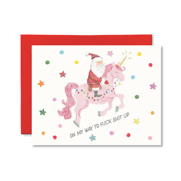 On My Way To Fuck Shit Up Christmas Card