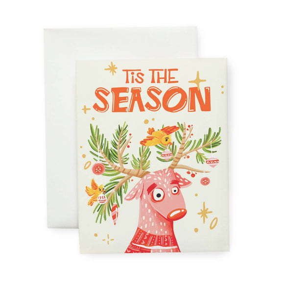 Festive Reindeer with Decorations - Illustrated Holiday Card